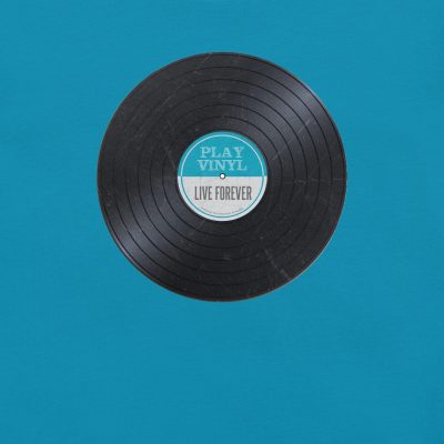 Play Vinyl, Live Forever - Aqua Label - Unisex T-Shirt - Image 4