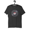 Play Vinyl, Live Forever – Burgundy Label – Unisex T-Shirt - Image 4