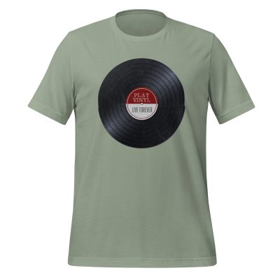 Play Vinyl, Live Forever – Burgundy Label – Unisex T Shirt - Image 8