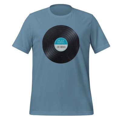 Play Vinyl, Live Forever - Aqua Label - Unisex T-Shirt - Image 7